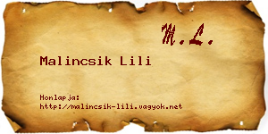 Malincsik Lili névjegykártya